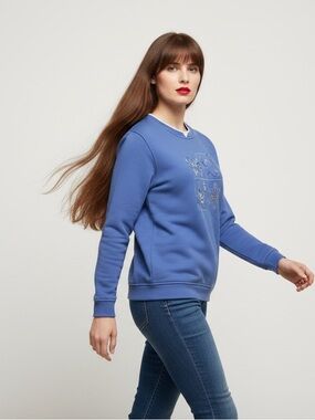 Northern Reflections Embroidered Notch Neck Fleece Sweatshirt - Size S
